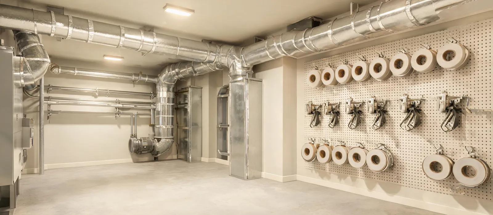 Inspiration scene of finished mechanical room with neat tape details